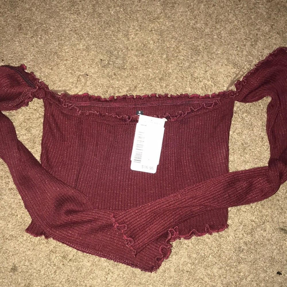 Burgundy crop Longsleeve